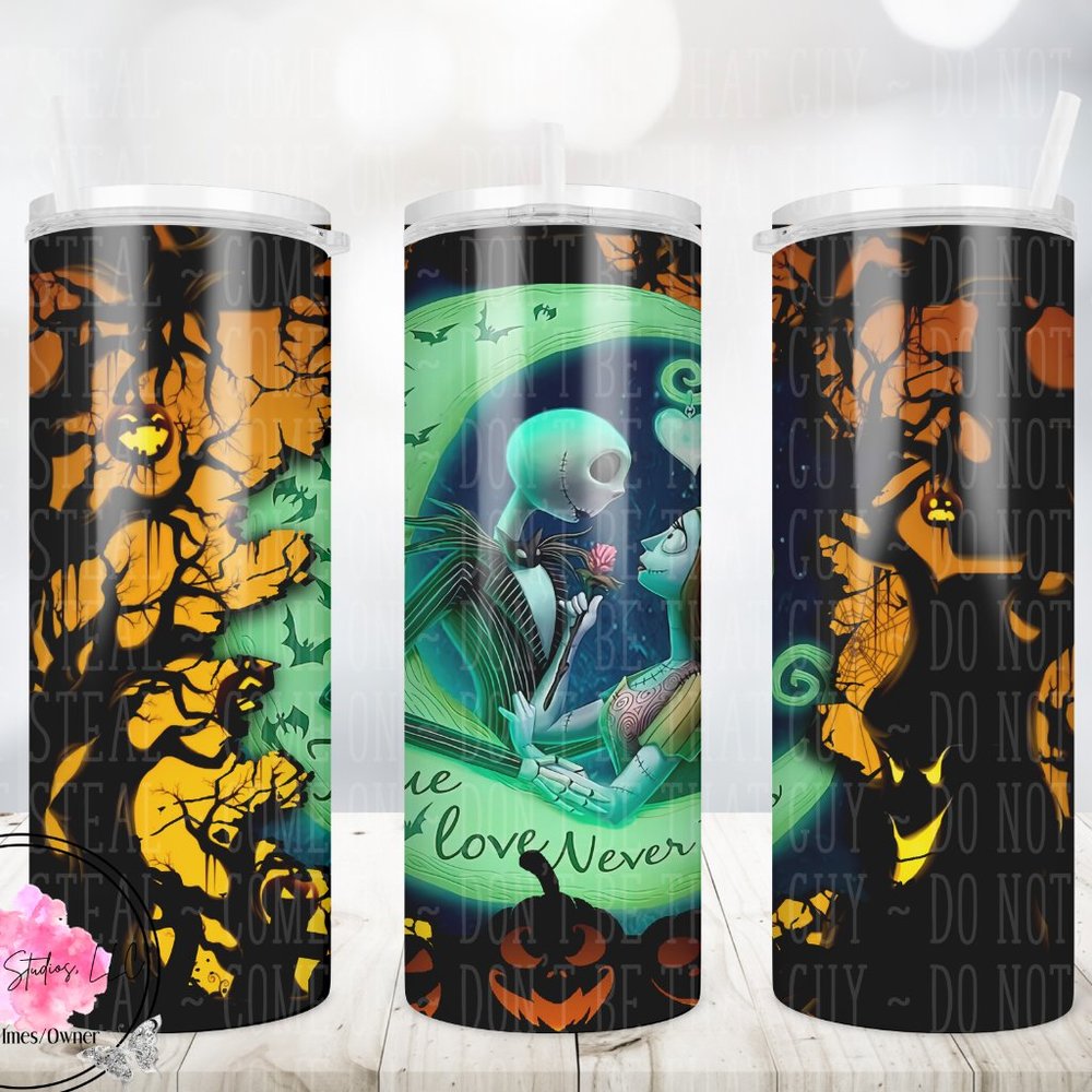 20oz Nightmare Before Christmas Jack and Sally True love never dies
